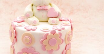 เค้กวันเกิด 3มิติ สุดน่ารัก กับเค้กดอกไม้กับเจ้าหมีขาว