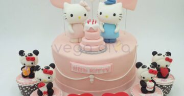 สั่งเค้กออนไลน์เซอร์ไพรส์วันเกิด และครบรอบวันแต่งงานด้วยเค้กคิตตี้คู่สุดน่ารัก พร้อมกับคัพเค้กคิตตี้แสนอร่อย